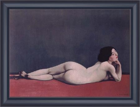 framed  Felix Vallotton Reclining Nude on a Red Carpet, Ta3139-1